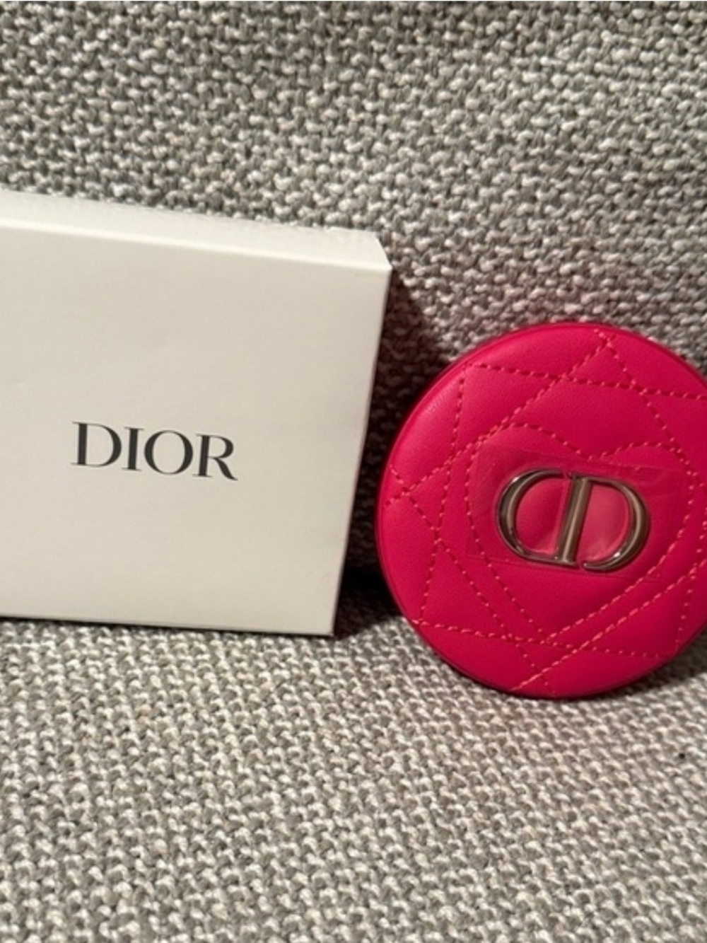 Dior Hot Pink Quilted Compact Mirror with CD Logo